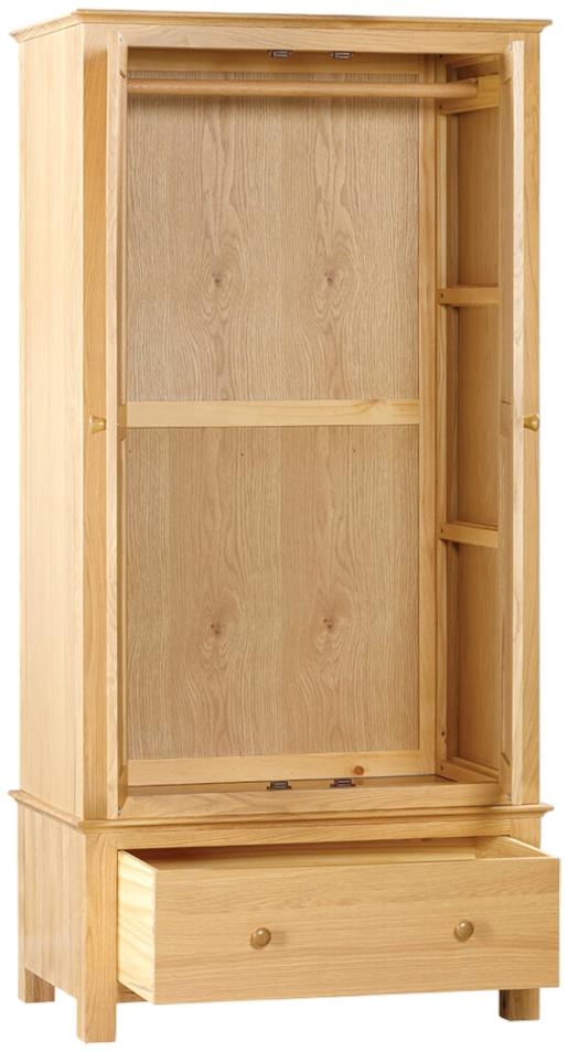 Product photograph of Arlington Oak 2 Door 1 Drawer Double Wardrobe from Choice Furniture Superstore.