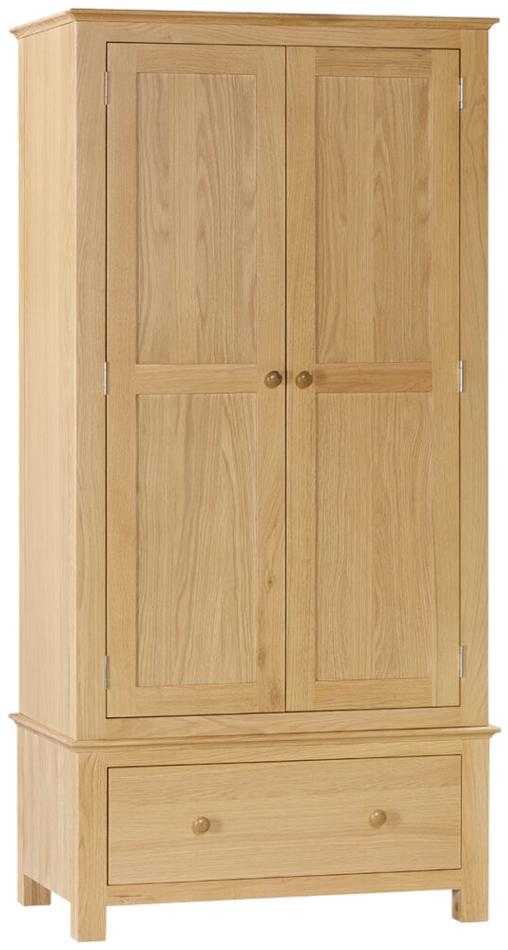 Product photograph of Arlington Oak 2 Door 1 Drawer Double Wardrobe from Choice Furniture Superstore.