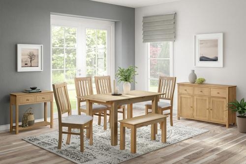 Product photograph of Arlington Oak Slatted Back Fabric Dining Chair Sold In Pairs from Choice Furniture Superstore.