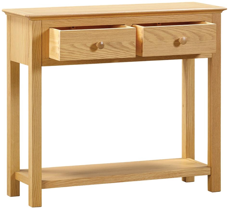 Product photograph of Arlington Oak 2 Drawer Large Console Table from Choice Furniture Superstore.