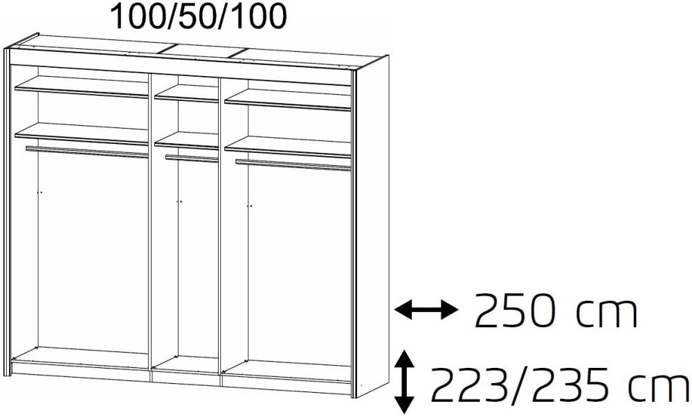 Product photograph of Rauch Imperial 3 Door Sliding Wardrobe In Sonoma Oak - 250cm from Choice Furniture Superstore.