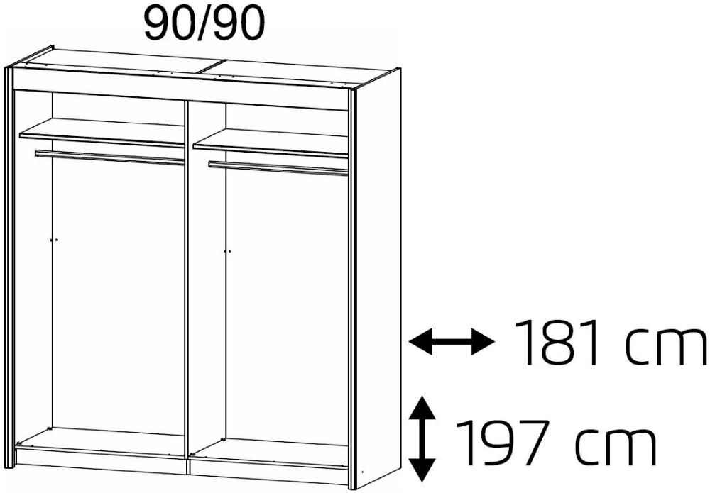 Product photograph of Rauch Imperial 2 Door White Sliding Wardrobe - 181cm from Choice Furniture Superstore.