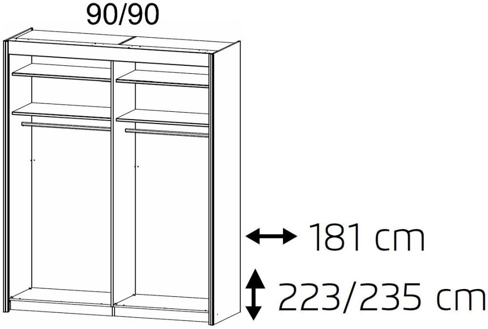 Product photograph of Rauch Imperial 2 Door White Sliding Wardrobe - 181cm from Choice Furniture Superstore.