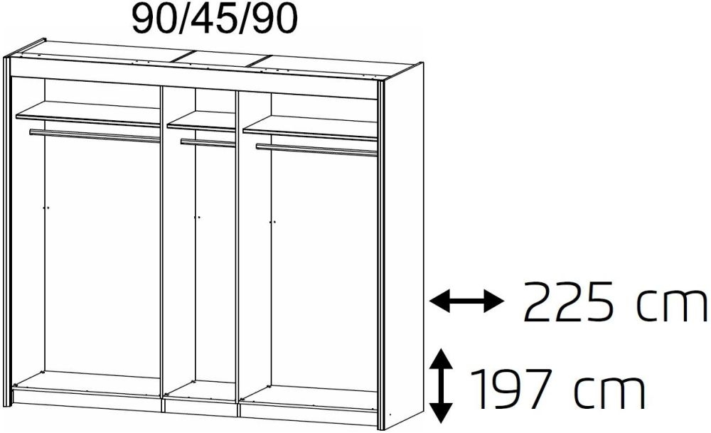 Product photograph of Rauch Imperial 225cm White 3 Door Sliding Wardrobe from Choice Furniture Superstore.