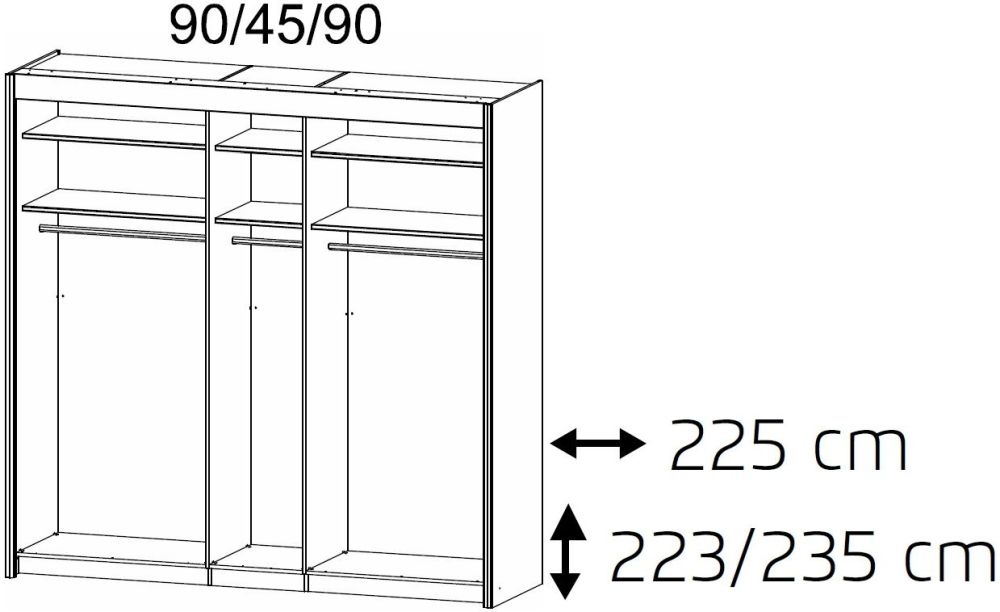 Product photograph of Rauch Imperial 225cm White 3 Door Sliding Wardrobe from Choice Furniture Superstore.