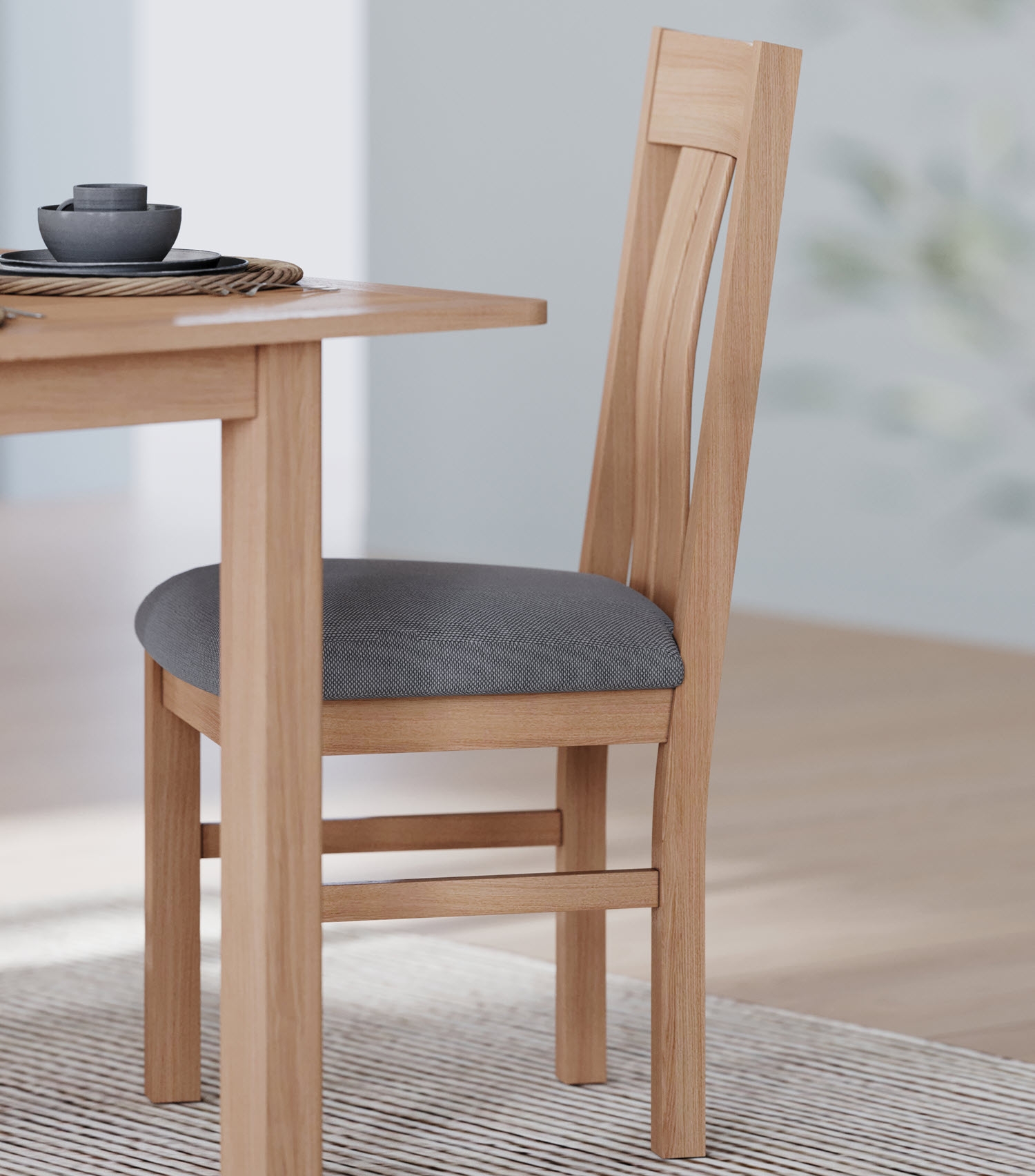 Product photograph of Arden Slatted Back Dining Chair Upholstered Padded Seat Sold In Pairs from Choice Furniture Superstore.