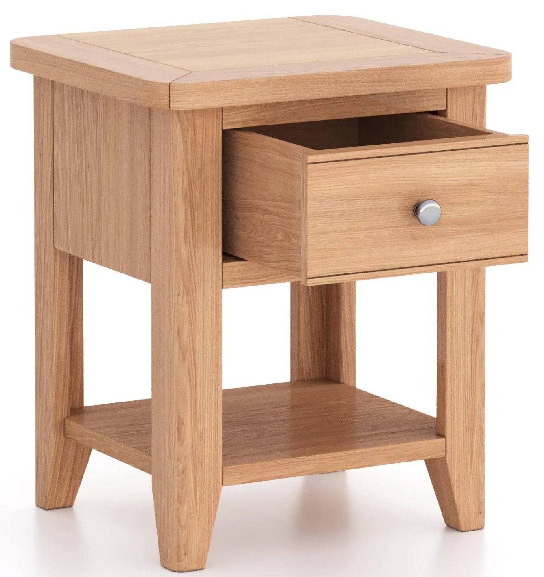 Product photograph of Arden Natual Oak Lamp Table 1 Drawer from Choice Furniture Superstore.