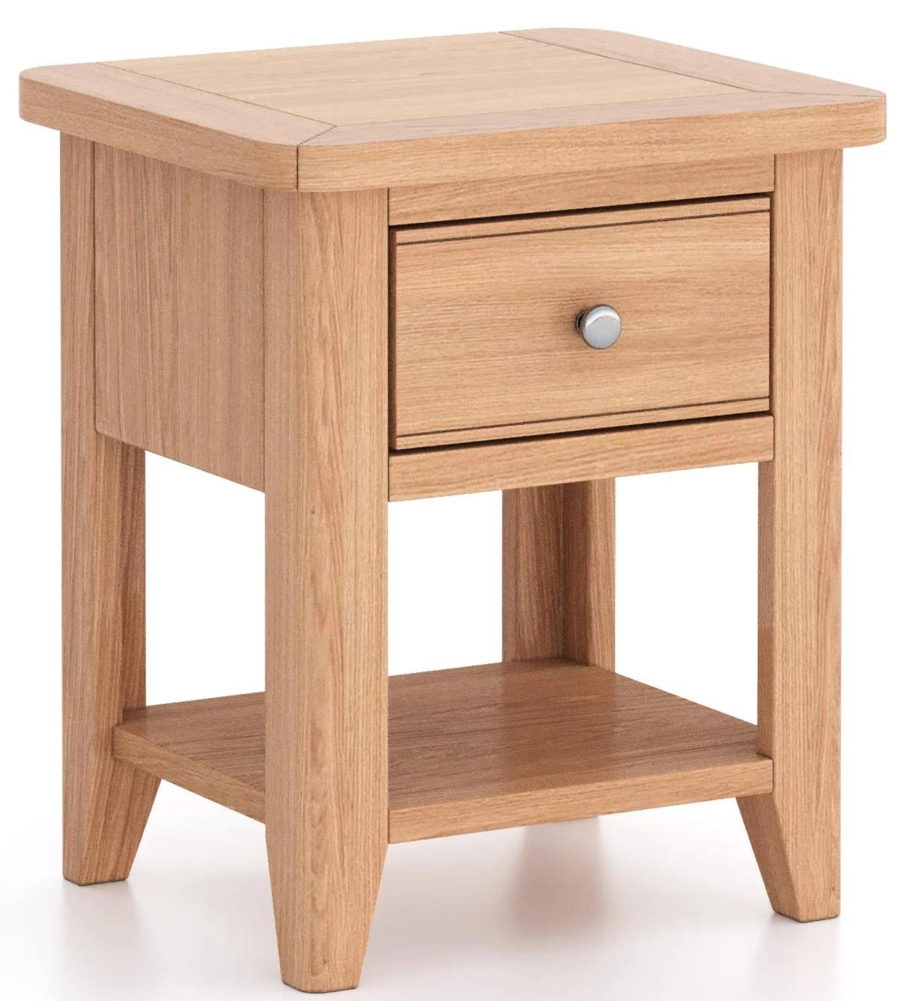 Product photograph of Arden Natual Oak Lamp Table 1 Drawer from Choice Furniture Superstore.