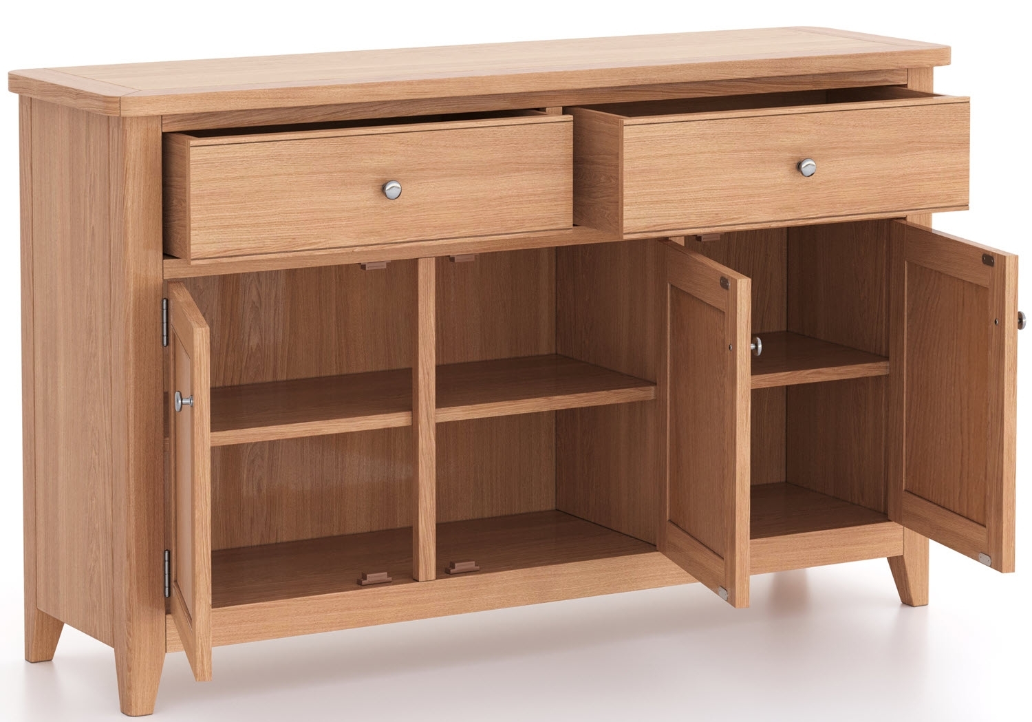 Product photograph of Arden Natual Oak Medium Sideboard 115cm With 3 Doors And 2 Drawers from Choice Furniture Superstore.