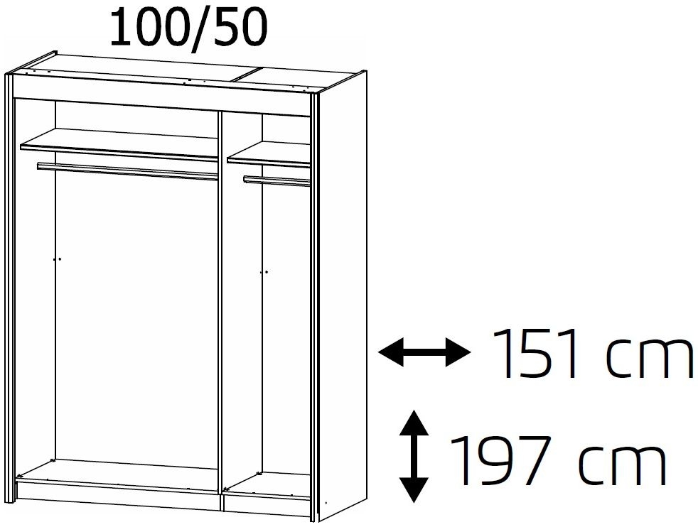 Product photograph of Rauch Imperial 2 Door 1 Mirror Sliding Wardrobe In White - 151cm from Choice Furniture Superstore.