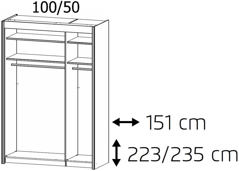 Product photograph of Rauch Imperial 2 Door 1 Mirror Sliding Wardrobe In White - 151cm from Choice Furniture Superstore.