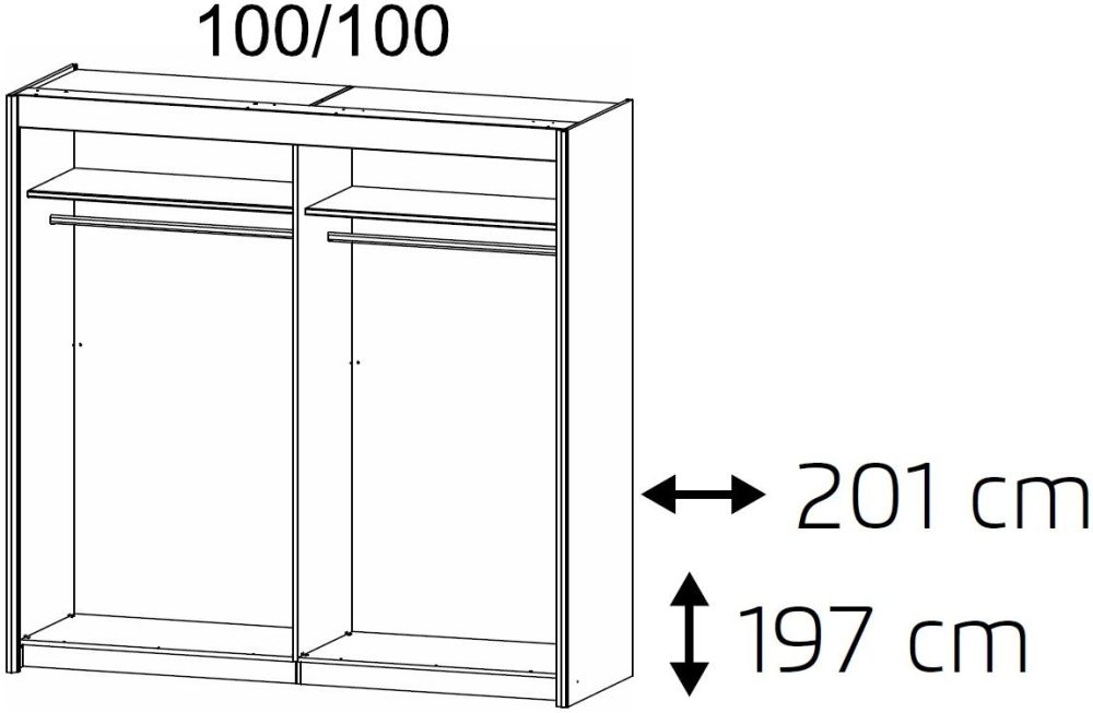 Product photograph of Rauch Imperial 2 Door 1 Mirror Sliding Wardrobe In White - 201cm from Choice Furniture Superstore.