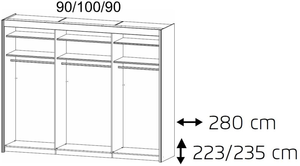 Product photograph of Imperial 3 Door 1 Mirror Sliding Wardrobe In White - 280cm from Choice Furniture Superstore.