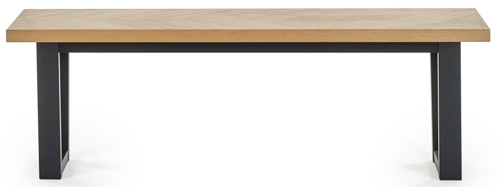 Product photograph of Hilton Oak Herringbone Dining Bench from Choice Furniture Superstore.