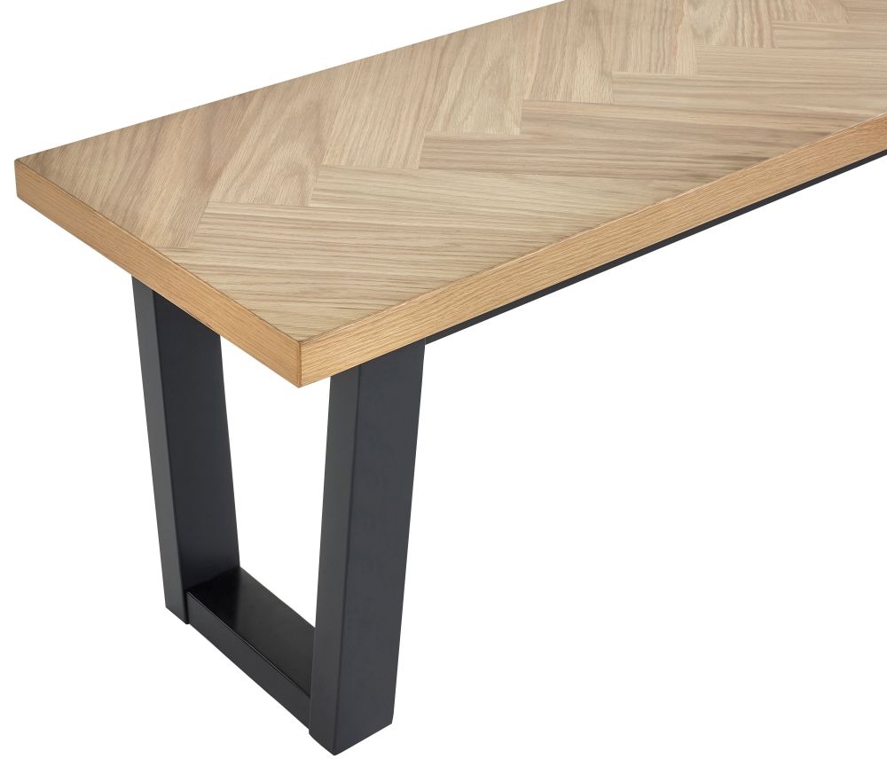 Product photograph of Hilton Oak Herringbone Dining Bench from Choice Furniture Superstore.