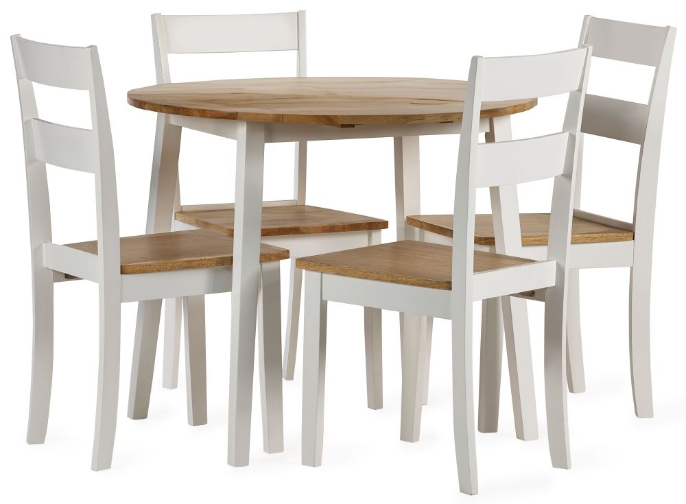 Product photograph of Linwood White Painted Drop Leaf 4-6 Seater Extending Dining Table Set With Chair - Comes In 4 6 Chair Options from Choice Furniture Superstore.