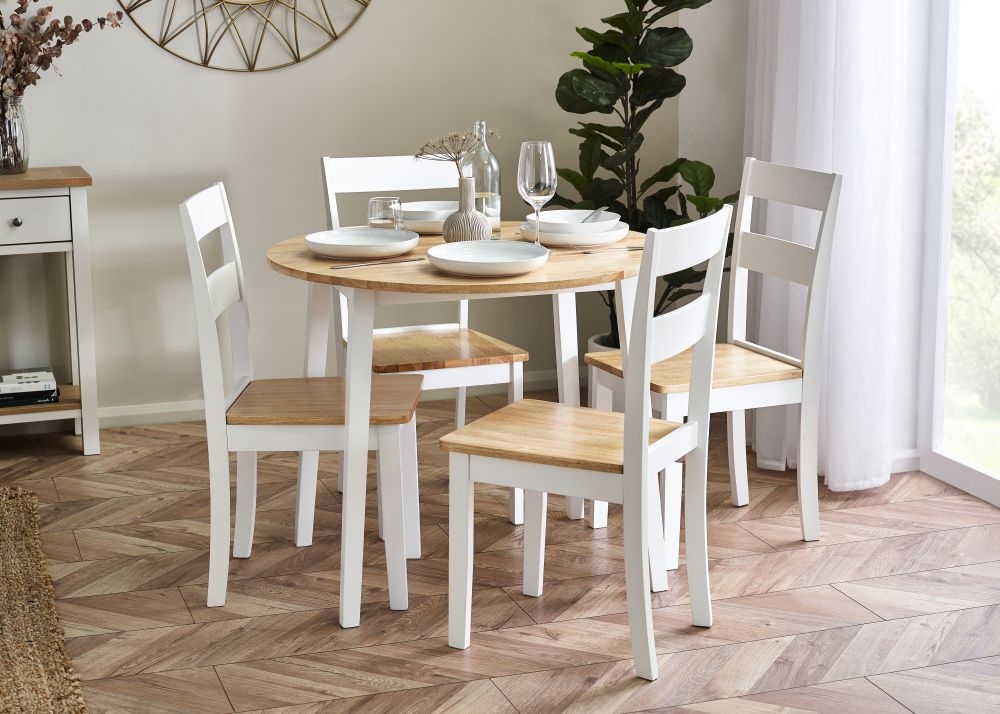 Product photograph of Linwood White Painted Drop Leaf 4-6 Seater Extending Dining Table Set With Chair - Comes In 4 6 Chair Options from Choice Furniture Superstore.