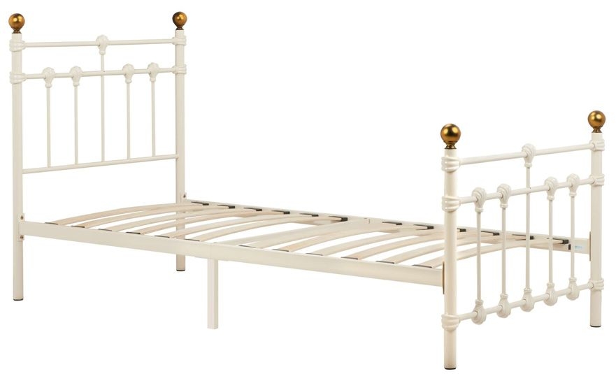 Product photograph of Atlas Cream Metal Bed Frame - Sizes Available from Choice Furniture Superstore.