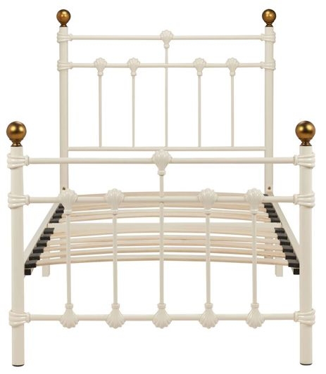 Product photograph of Atlas Cream Metal Bed Frame - Sizes Available from Choice Furniture Superstore.