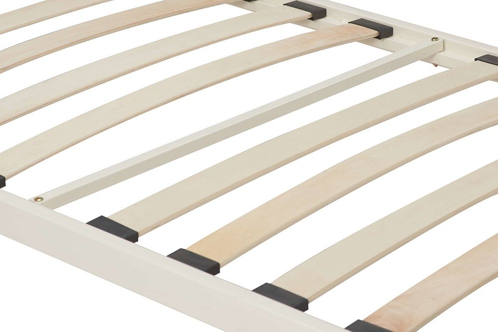 Product photograph of Atlas Cream Metal Bed Frame - Sizes Available from Choice Furniture Superstore.