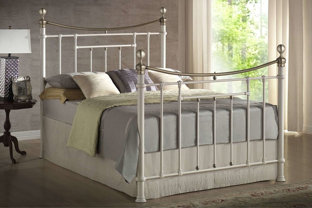Product photograph of Bronte Cream Metal King Size Bed from Choice Furniture Superstore.