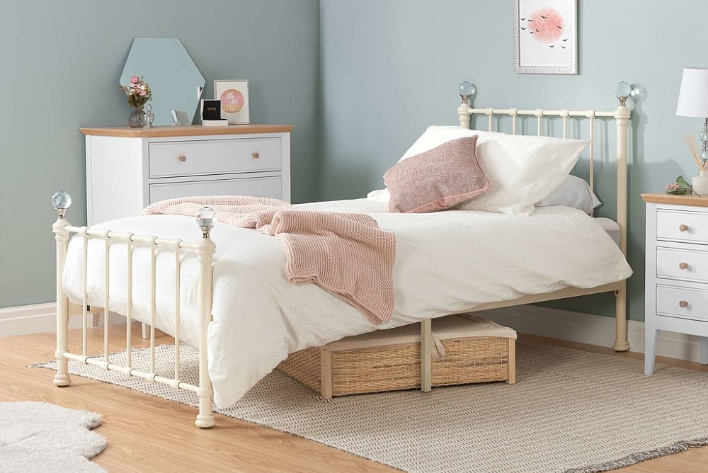 Product photograph of Jessica Cream Metal Bed from Choice Furniture Superstore.