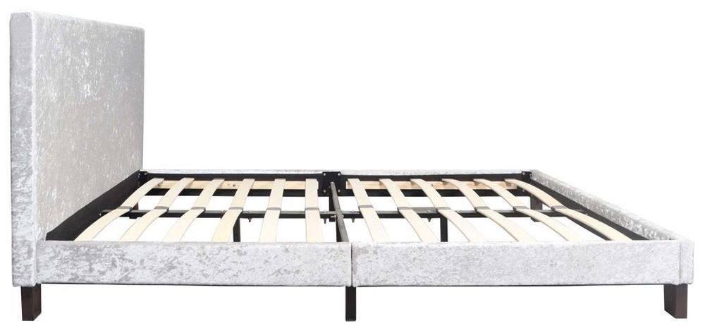 Product photograph of Steel Crushed Velvet Fabric Bed from Choice Furniture Superstore.