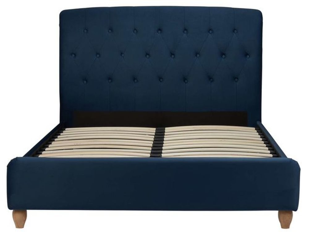 Product photograph of Brompton Midnight Blue Fabric Bed - Sizes Available from Choice Furniture Superstore.