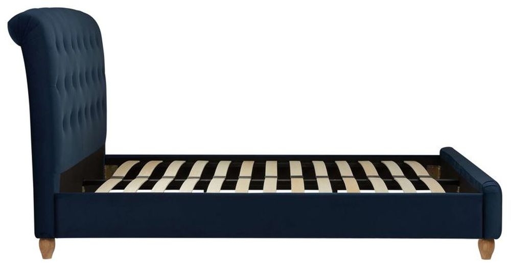 Product photograph of Brompton Midnight Blue Fabric Bed - Sizes Available from Choice Furniture Superstore.