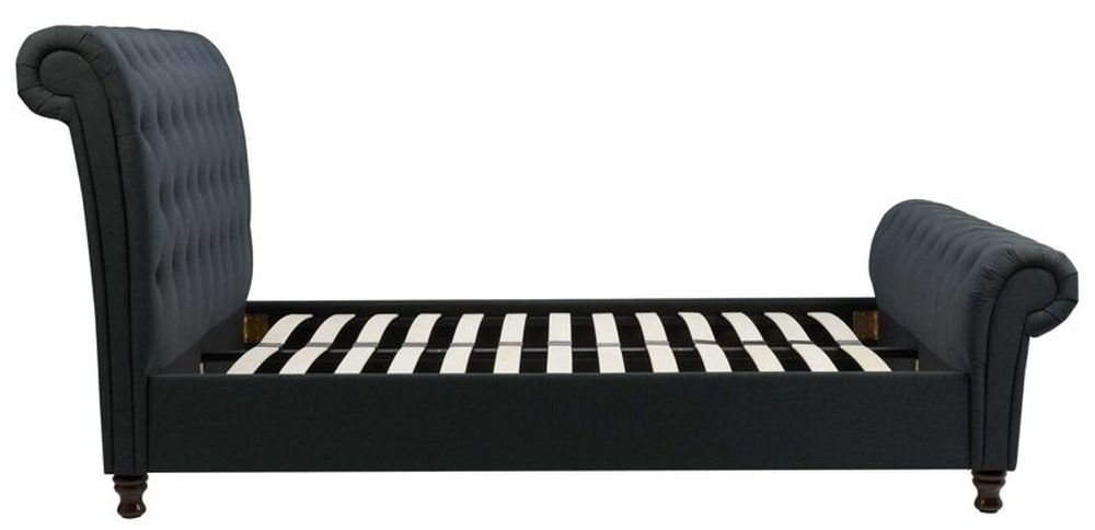 Product photograph of Castello Charcoal Fabric Sleigh Bed - Sizes Available from Choice Furniture Superstore.