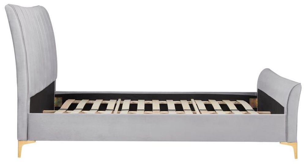 Product photograph of Clover Grey Velvet Fabric Bed - Sizes Available from Choice Furniture Superstore.