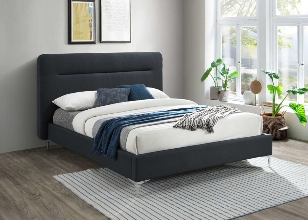 Product photograph of Finn Charcoal Fabric King Size Bed from Choice Furniture Superstore.