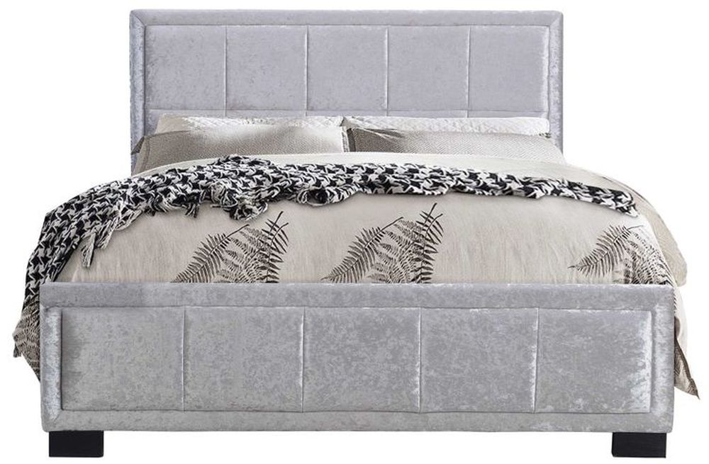 Product photograph of Hannover Steel Crushed Velvet Fabric Bed - Sizes Available from Choice Furniture Superstore.
