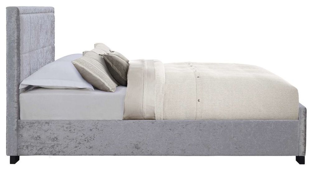 Product photograph of Hannover Steel Crushed Velvet Fabric Bed - Sizes Available from Choice Furniture Superstore.