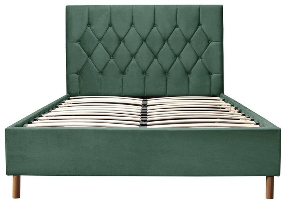 Product photograph of Loxley Green Fabric Bed - Comes In Double And King Size from Choice Furniture Superstore.