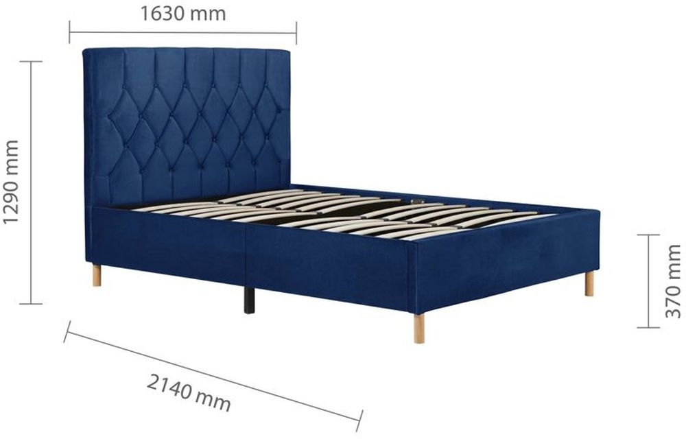 Loxley Blue Fabric King Size Bed