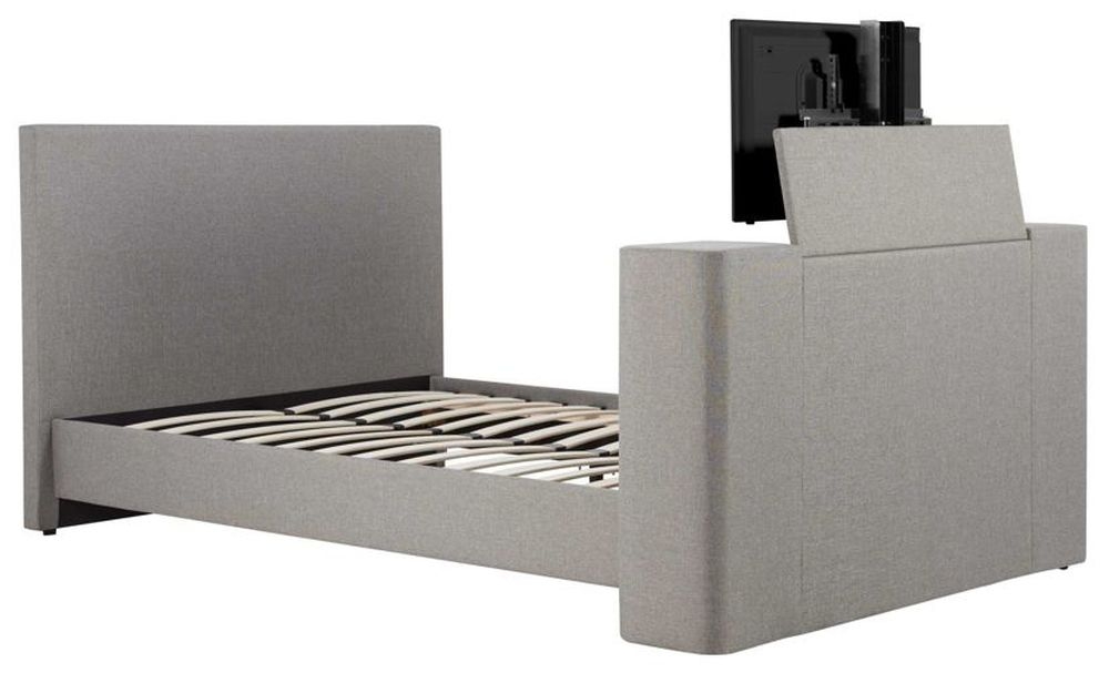 Product photograph of Plaza Grey Fabric Tv Bed - Sizes Available from Choice Furniture Superstore.