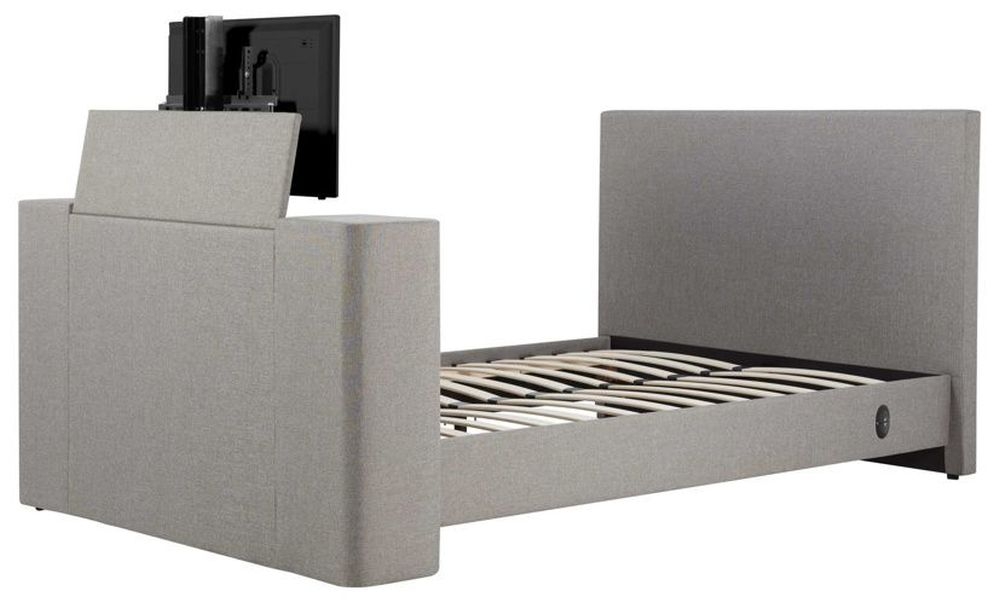 Product photograph of Plaza Grey Fabric Tv Bed - Sizes Available from Choice Furniture Superstore.