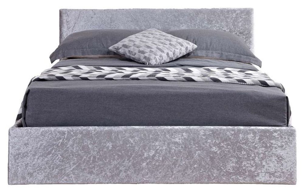 Steel Crushed Velvet Fabric Ottoman Bed - Comes in Small Double, Double and King Size
