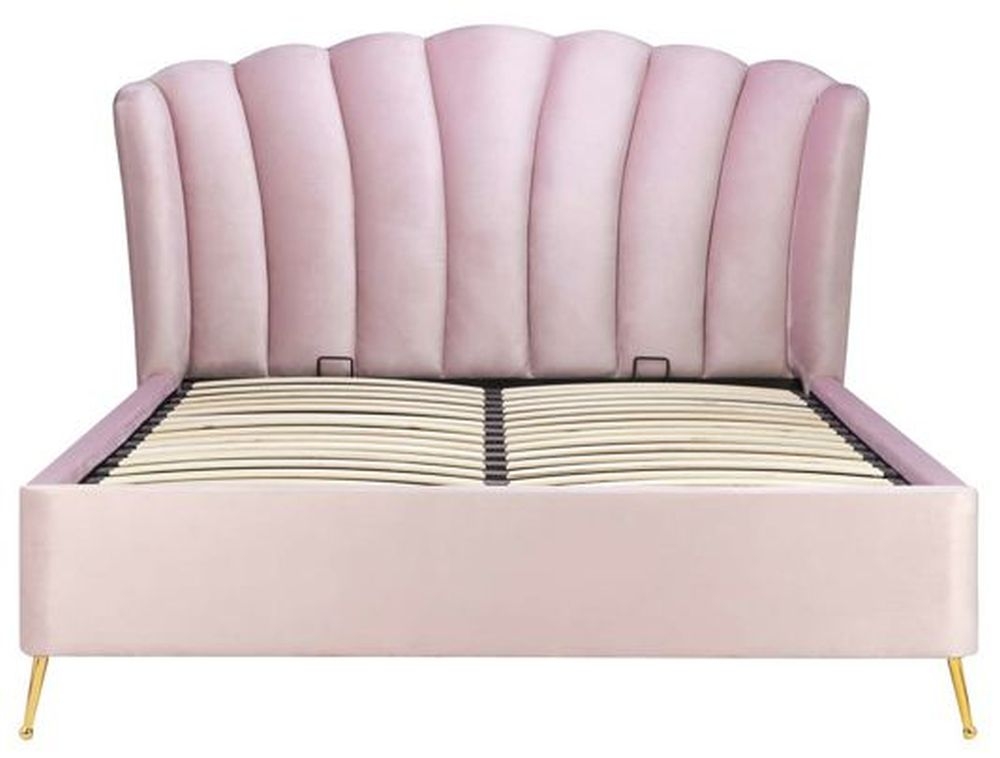 Product photograph of Lottie Pink Fabric 5ft King Size Ottoman Storage Bed from Choice Furniture Superstore.