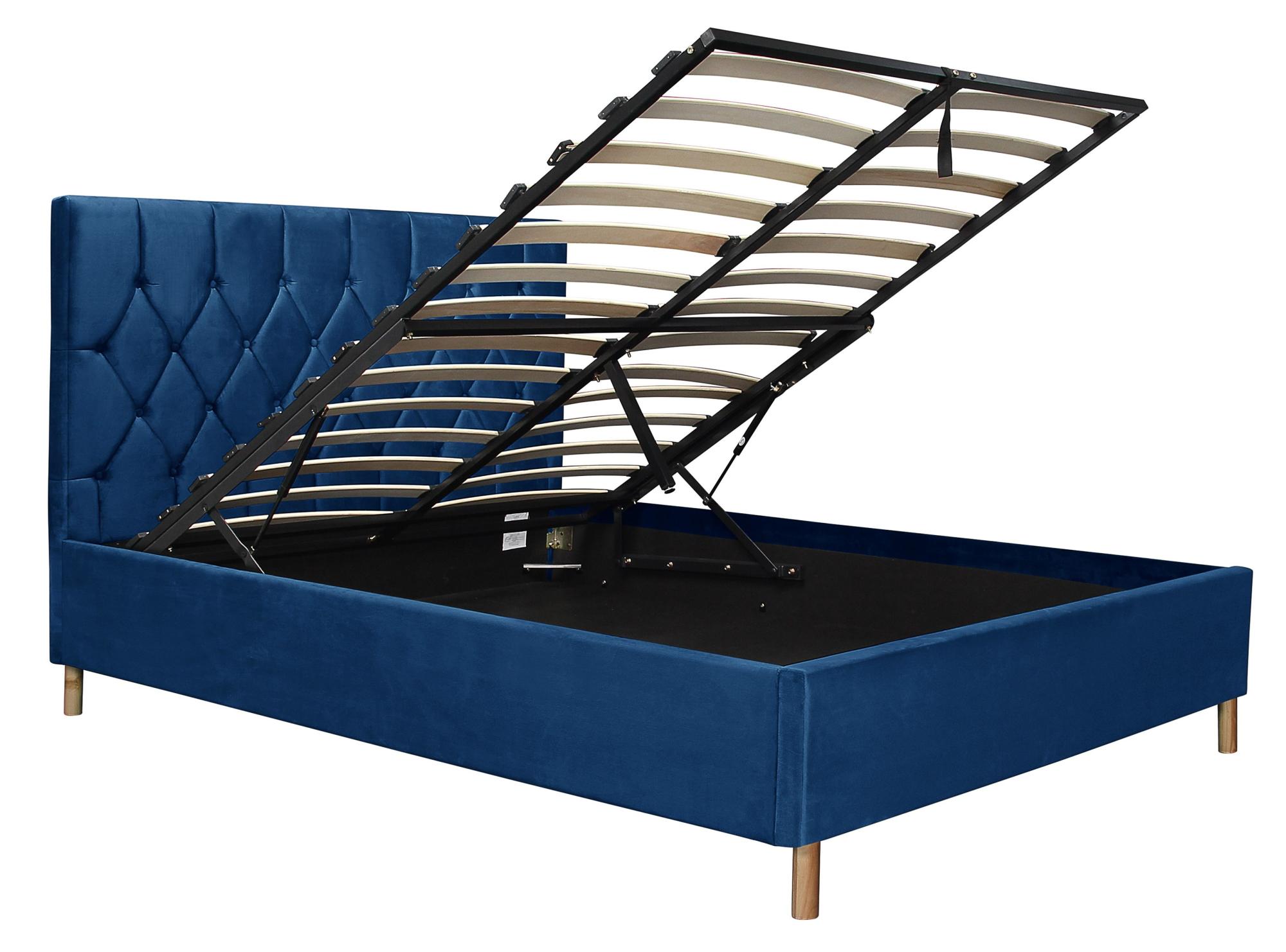 Product photograph of Loxley Blue Fabric Ottoman Storage Bed - Sizes Available from Choice Furniture Superstore.