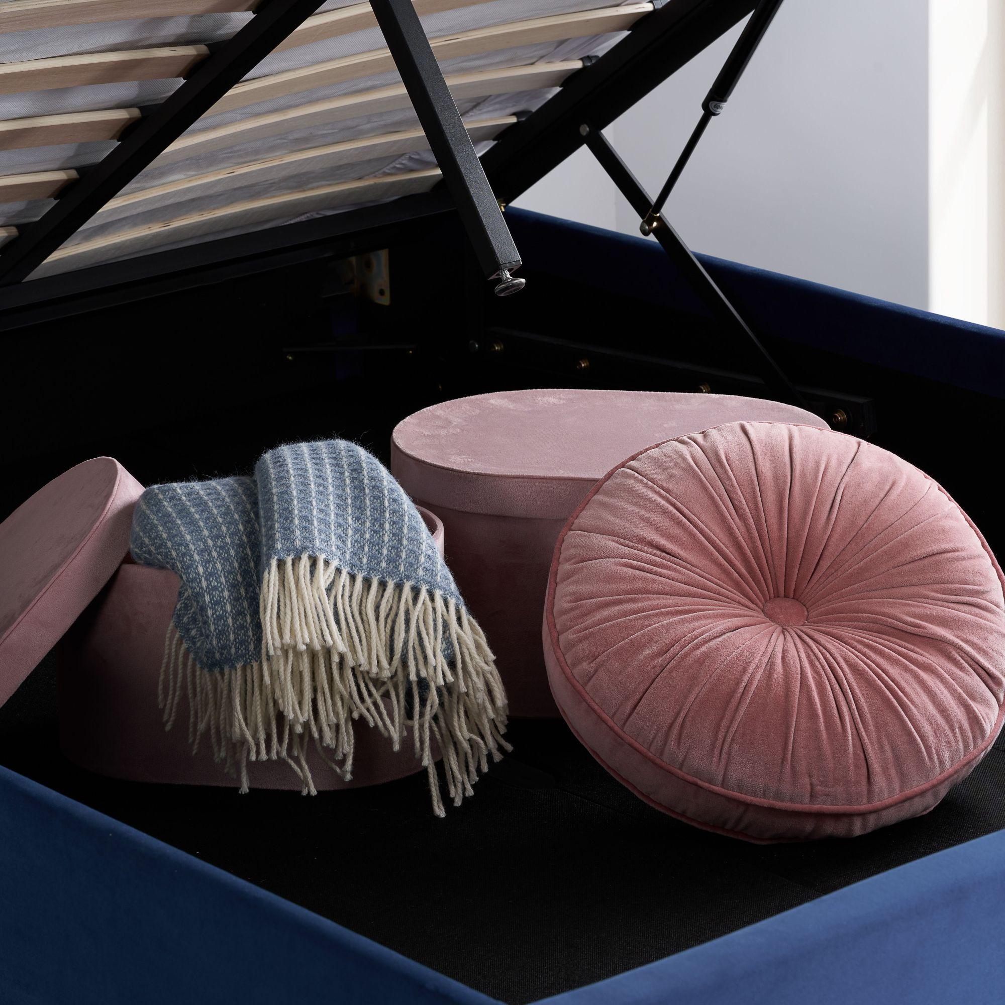 Product photograph of Loxley Blue Fabric Ottoman Storage Bed - Sizes Available from Choice Furniture Superstore.