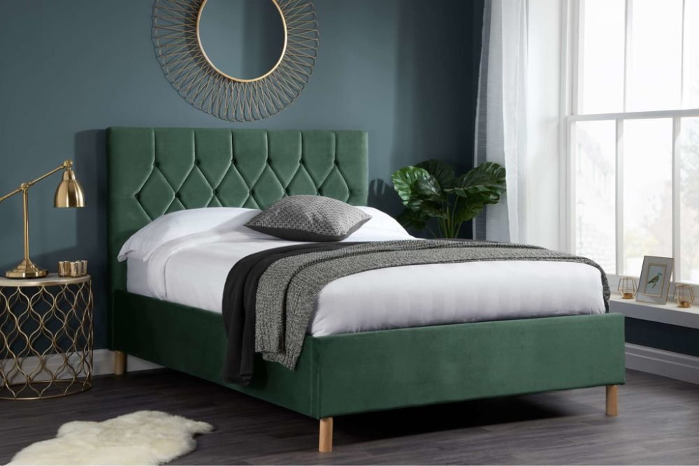 Product photograph of Loxley Green Fabric Ottoman Bed - Comes In Small Double Double And King Size from Choice Furniture Superstore.