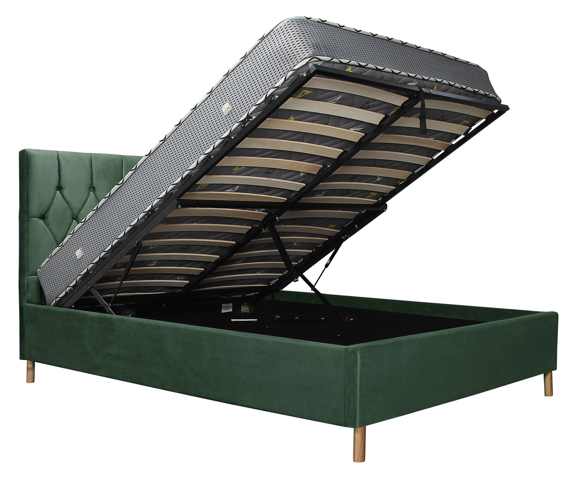 Product photograph of Loxley Green Fabric Ottoman Storage Bed - Sizes Available from Choice Furniture Superstore.