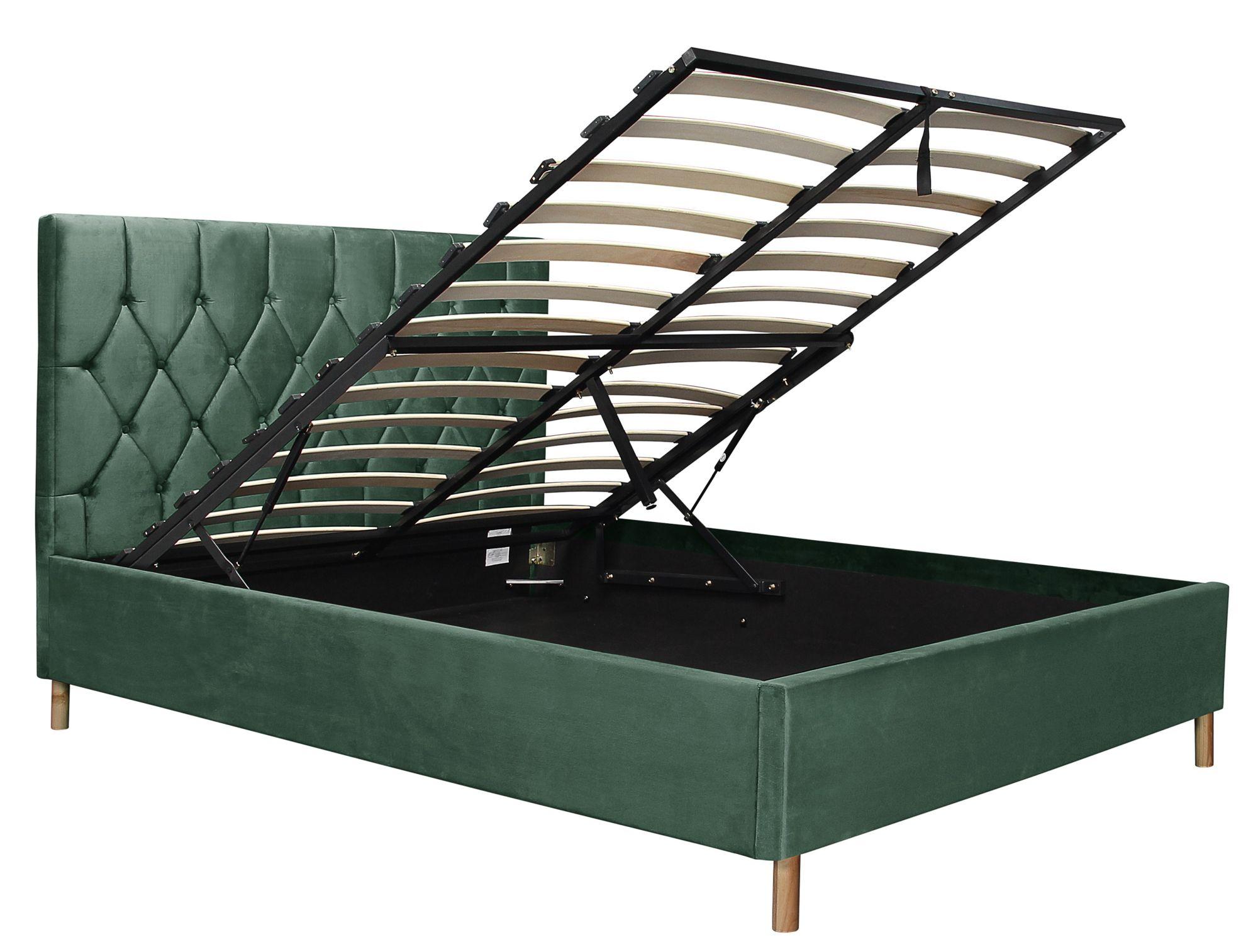Product photograph of Loxley Green Fabric Ottoman Storage Bed - Sizes Available from Choice Furniture Superstore.