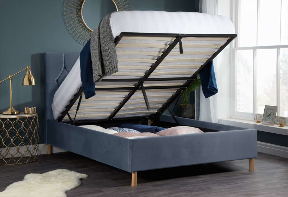 Loxley Grey Fabric Ottoman Bed - Comes in Small Double, Double and King Size