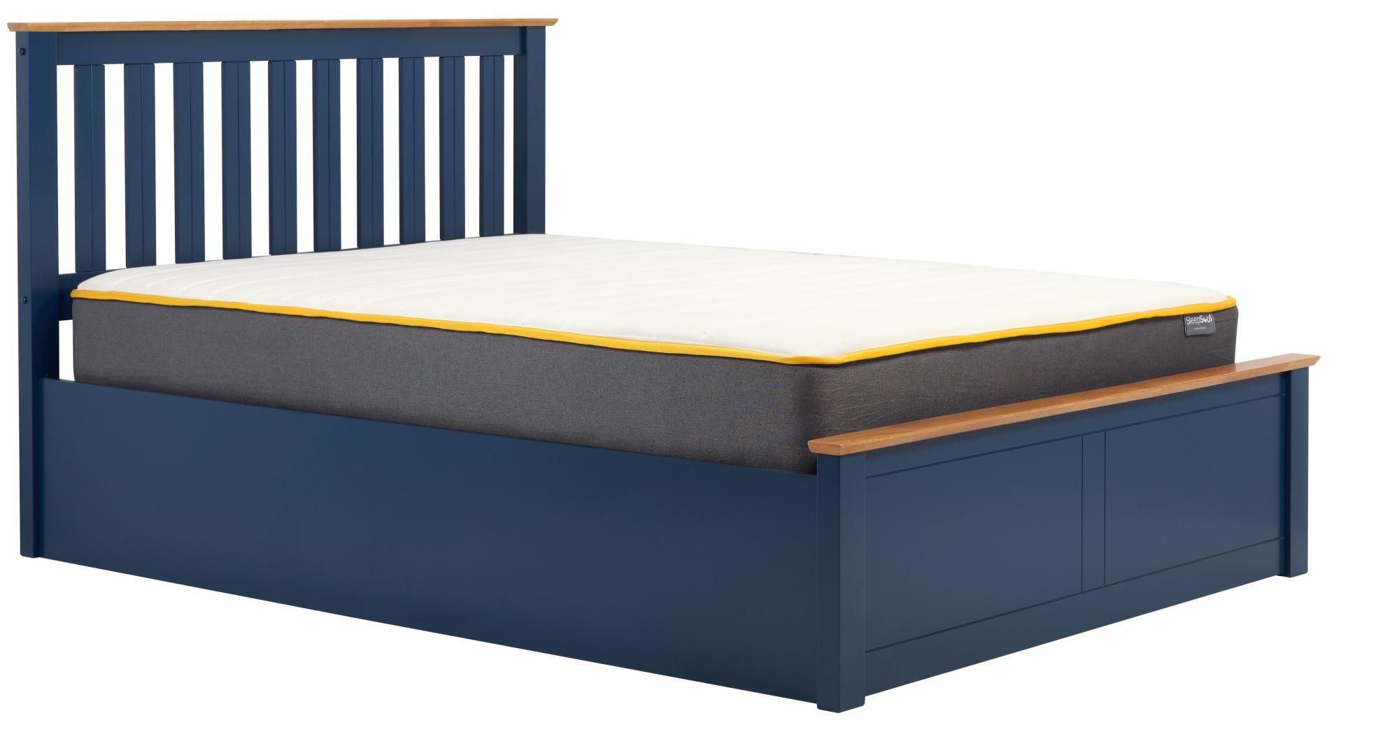 Product photograph of Phoenix Navy Blue Wood Ottoman Storage Bed - Sizes Available from Choice Furniture Superstore.