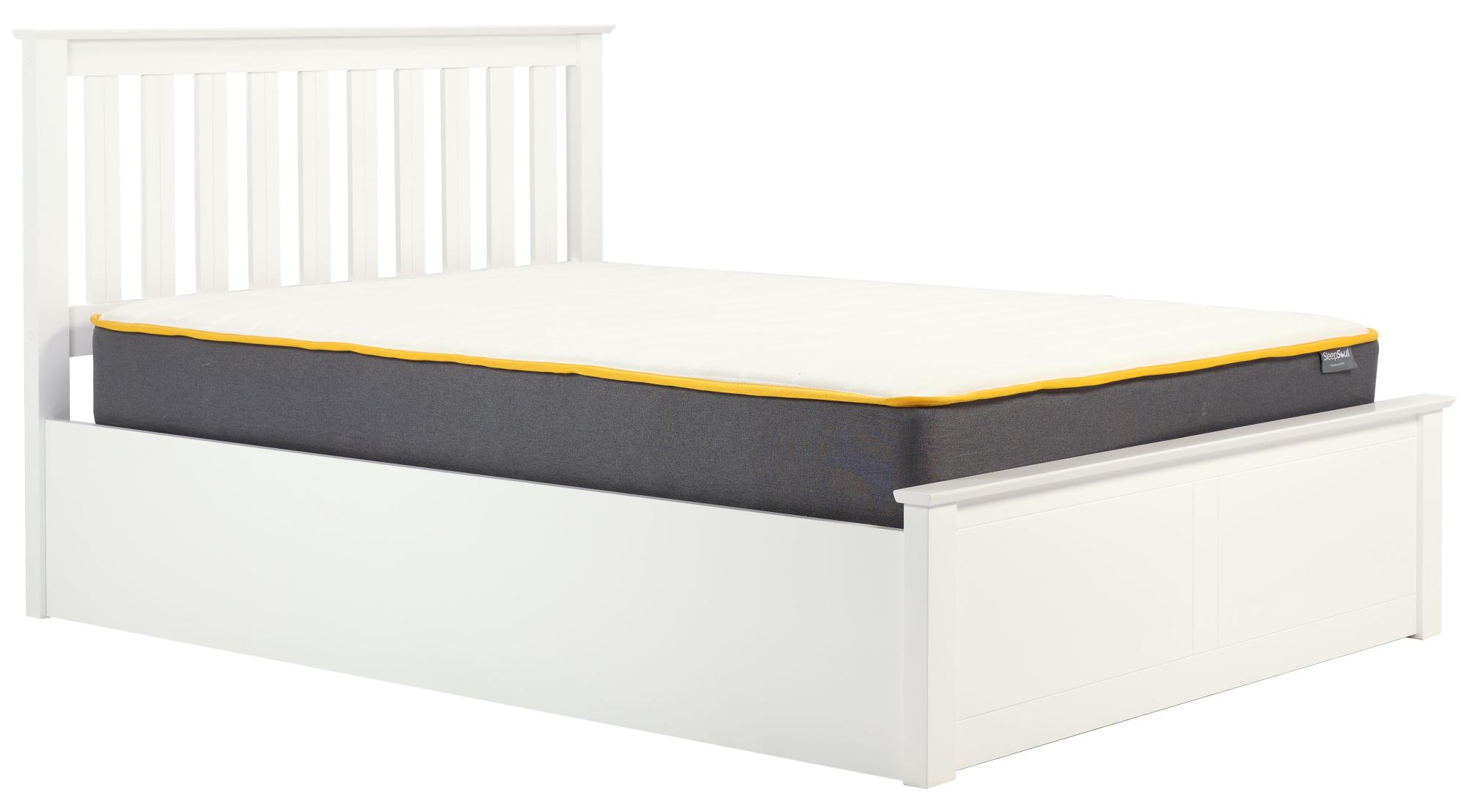 Product photograph of Phoenix White Wood Ottoman Storage Bed - Sizes Available from Choice Furniture Superstore.