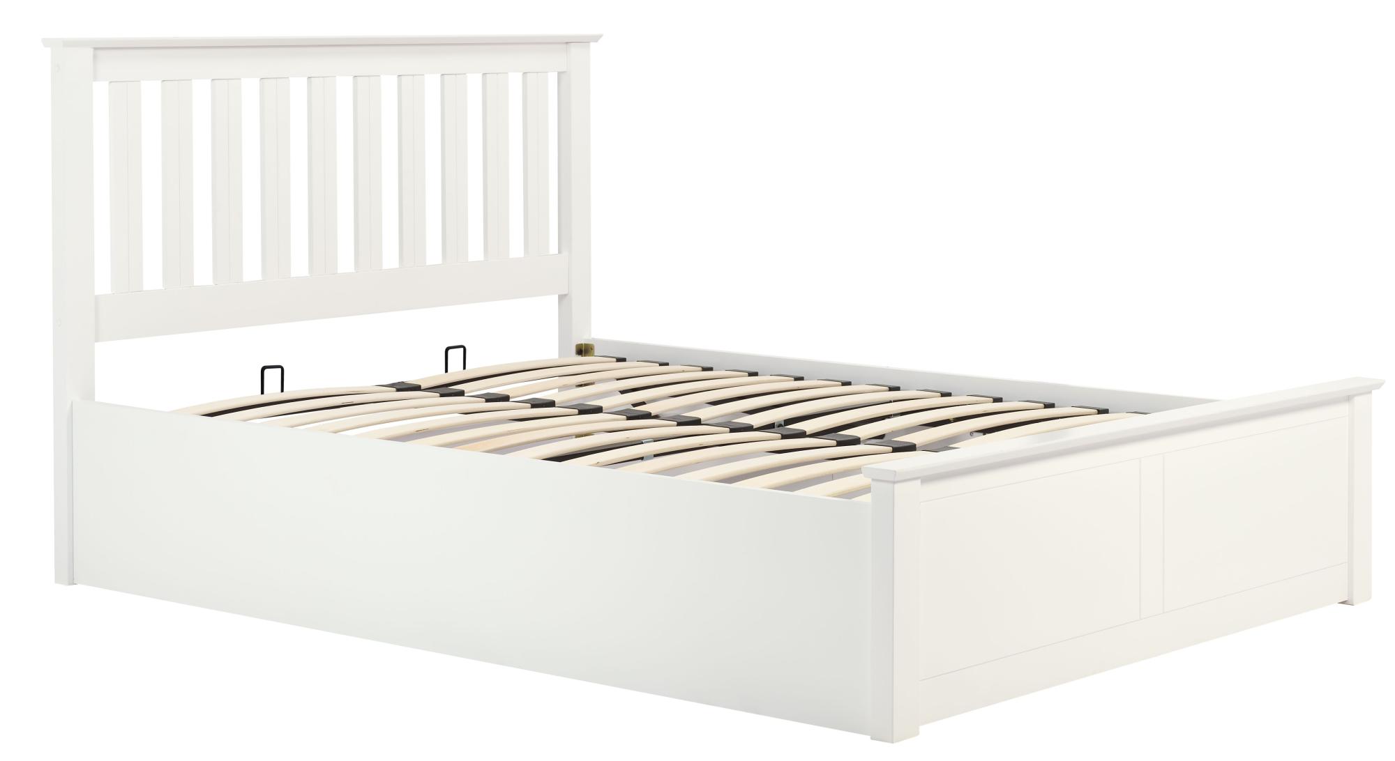 Product photograph of Phoenix White Wood Ottoman Storage Bed - Sizes Available from Choice Furniture Superstore.