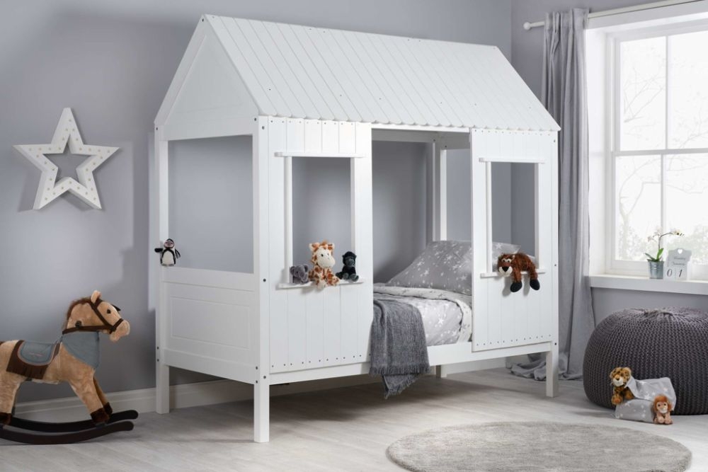 Product photograph of Kids Treehouse White Wooden Bed from Choice Furniture Superstore.